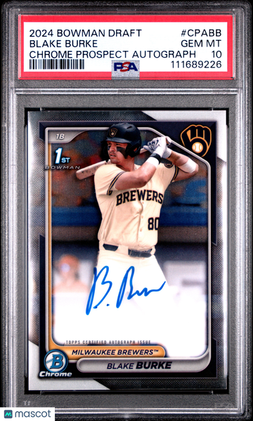 2024 Bowman Draft Chrome Prospect Autographs Blake Burke #CPABB PSA 10