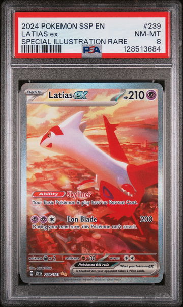 2024 Pokemon Scarlet and Violet Surging Sparks Special Illustration Rare Latias Ex #239 PSA 8