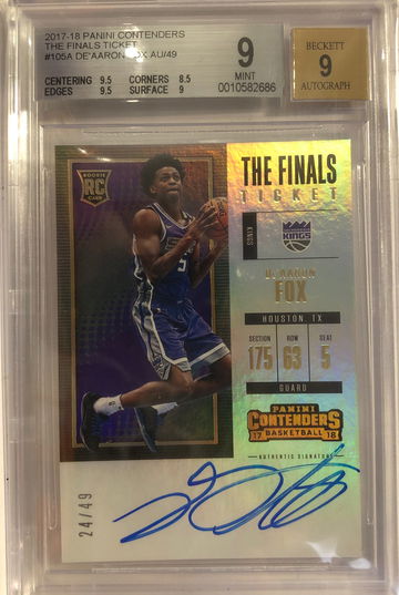 2017-18 Contenders De’Aaron Fox Final Ticket (from HKG 14-21 days shipping)