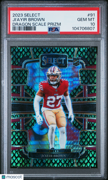 2023 Panini Select Ji'ayir Brown #91 Dragon Scale Prizm PSA 10