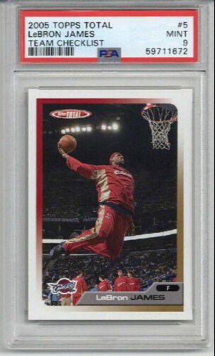 2005 TOPPS TOTAL TEAM CHECKLIST #6 LEBRON JAMES CARD CAVALIERS PSA 9 LOW POP