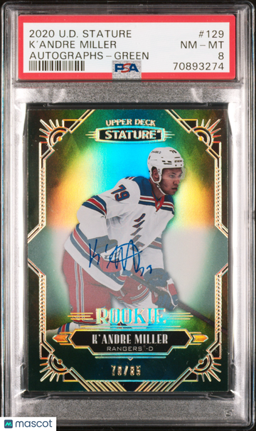 2020-2021 Upper Deck Stature K’Andre Miller #129 Autographs Green PSA 8