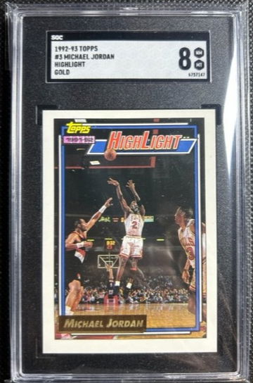 1992-93 Topps Highlight Gold #3 Michael Jordan Chicago Bulls HOF SGC 8 NM-MINT