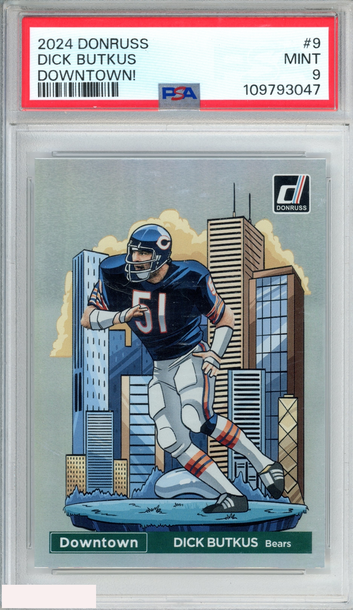 2024 PANINI DONRUSS DOWNTOWN! DICK BUTKUS #9 CHICAGO BEARS HOF PSA 9 MINT