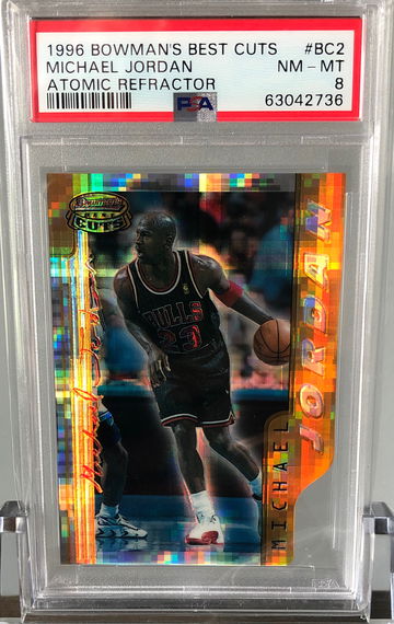 1996 bowman’s best cuts Michael Jordan atomic refractor PSA 8