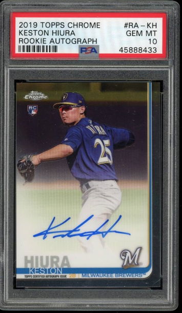 2019 Topps Chrome Keston Hiura Base Auto PSA 10
