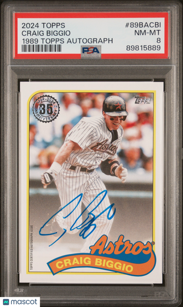 2024 Topps 1989 Topps Baseball Autographs Craig Biggio #89BACBI PSA 8