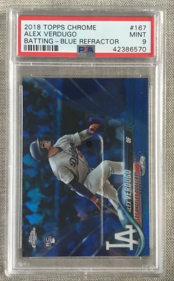 2018 Topps Chrome Alex Verdugo Blue Refractor 108/150 PSA 9