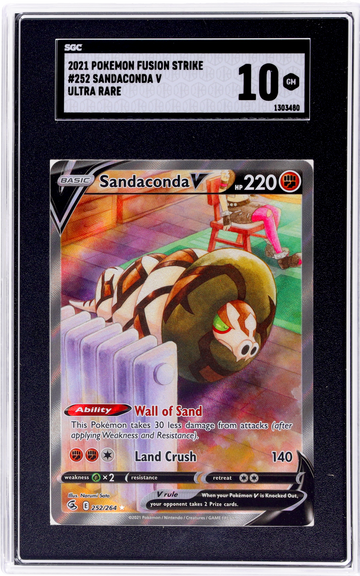 2021 Pokémon Fusion Strike Sandaconda V #252 Ultra Rare SGC 10