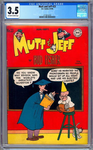 MUTT & JEFF #23 CGC 3.5 GOLDEN AGE LEGEND BUD FISHER STORY COVER & ART DC 1946