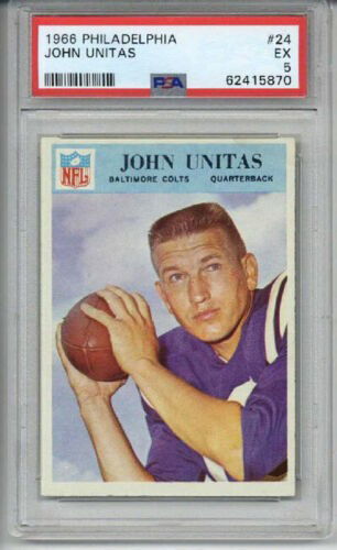 1966 PHILADELPHIA #24 JOHNNY UNITAS FOOTBALL CARD COLTS PSA 5 CENTERED LOW POP