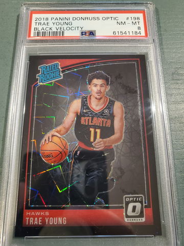 TRAE YOUNG 2018 OPTIC BLACK VELOCITY #'D 29/39 PSA 8