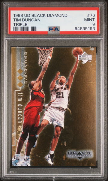 1998 DIAMOND TIM DUNCAN UPPER DECK BLACK TRIPLE #76 PSA 9