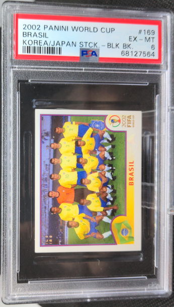 2002 Panini World Cup Korea Japan Ronaldinho Rookie RC Black Back Brazil PSA 6