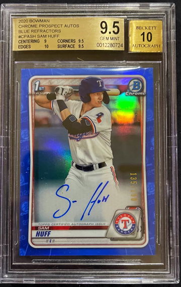 2020 Bowman Chrome Blue Auto /150 Sam Huff BGS 9.5/10