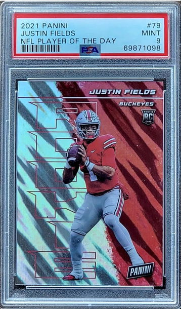2021 SP POP 1 JUSTIN FIELDS Panini NFL Player of the Day Rookie HOLO FOIL PSA 9