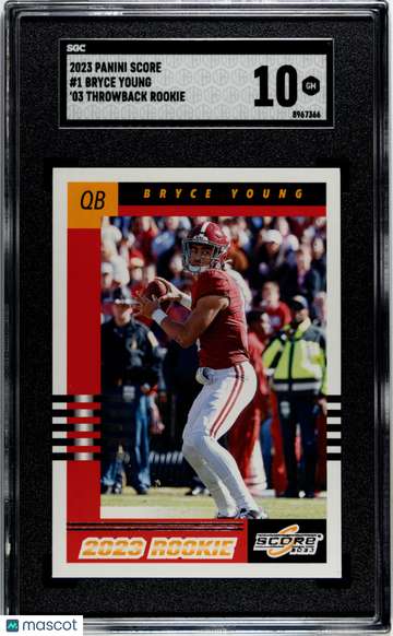 2023 Panini Score Bryce Young #1 '03 Throwback Rookie SGC 10
