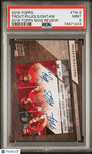 2019 Topps 2018 Topps Now Review Ohtani Pujols Trout #TN-9 PSA 9