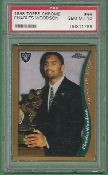 PSA 10 Charles Woodson 1998 Topps Chrome #44 RC Rookie Oakland Raiders Green Bay Packers Las Vegas
