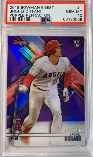 2018 Bowman’s Best Shohei Ohtani Purple Refractor /250 PSA 10