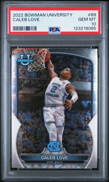 2022 Bowman Chrome University Caleb Love #89 PSA 10