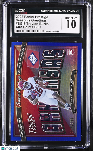 2022 Panini Prestige Treylon Burks #SG-8 Xtra Points Blue Season's Greetings CGC 10