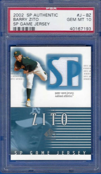 2002 SP Authentic SP Game Jersey Barry Zito #J-BZ *PSA 10* Oakland A's
