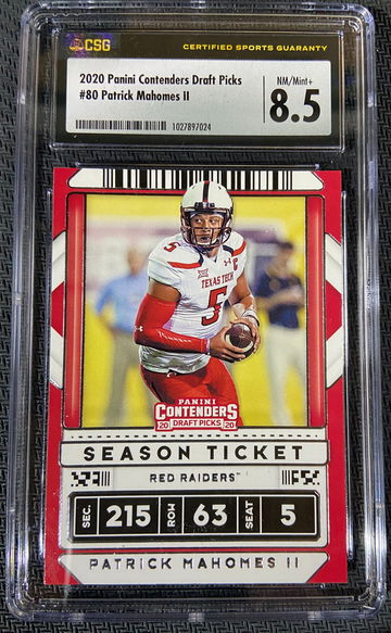2020 Panini Contenders Draft Picks Patrick Mahomes CSG 8.5