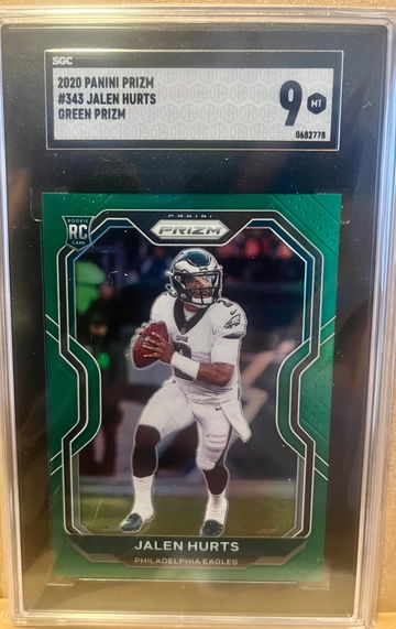 2020 Panini Prizm Jalen Hurts Green Prizm #343 SGC 9
