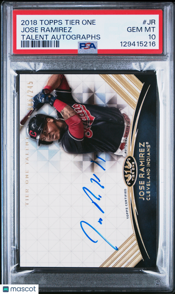 2018 Topps Tier One Talent Autographs Jose Ramirez #JR /245 PSA 10