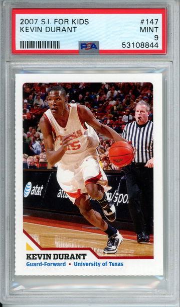 KEVIN DURANT 2007 S.I. SI for Kids #147 PSA 9 MINT Rookie Card Texas Nets Warriors