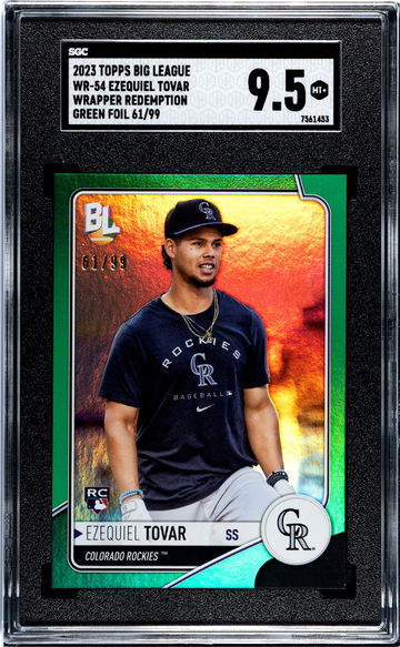 2023 Topps Big League Wrapper Redemption Ezequiel Tovar #WR-54 RC Green Foil /99 SGC 9.5