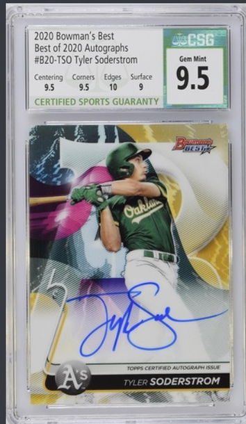 2020 Bowman's Best Best of 2020 Autographs #B20-TSO Tyler Soderstrom CSG 9.5 GEM MINT  
