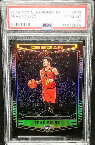 Trae Young 2018-19 Panini Chronicles Obsidian RC Rookie # 575 Graded PSA Gem Mint 10 POP 110