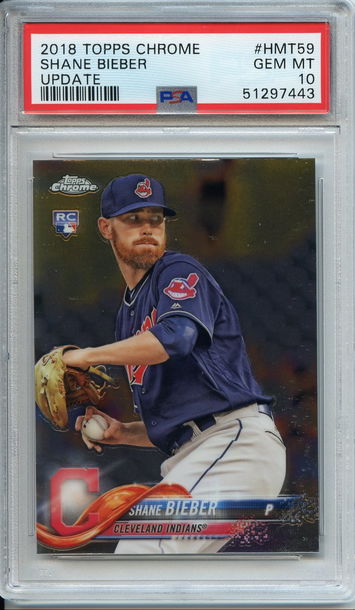 Shane Bieber Topps Chrome Update Rookie PSA 10 NEP 443