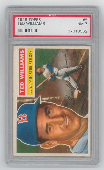 1956 TOPPS #5 TED WILLIAMS (WHITE BACK) PSA 7 NEAR MINT