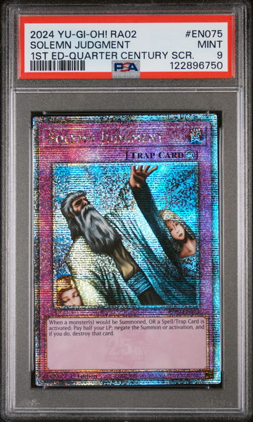 2024 Yu-Gi-Oh! RA02 Quarter Century SCR Solemn Judgment #EN075 1st Ed PSA 9