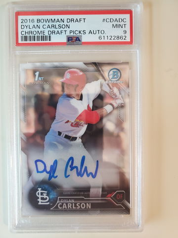 DYLAN CARLSON 2016 BOWMAN DRAFT CHROME AUTO PSA 9