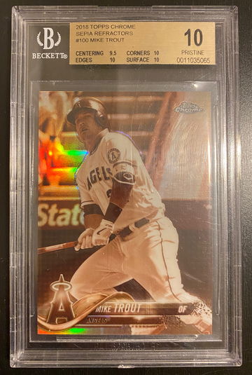 2018 Topps Chrome Sepia Refractor MIKE TROUT #100 - BGS 10 Pristine