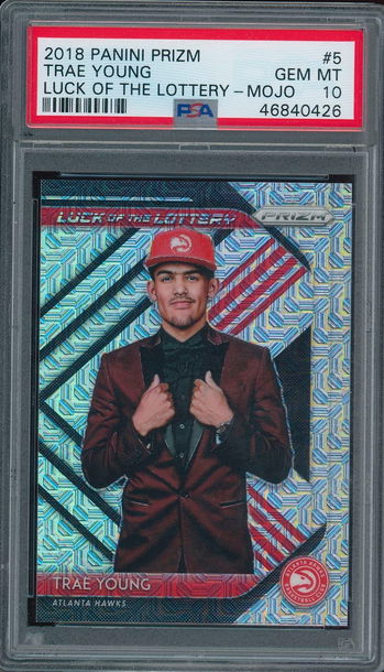 2018 Prizm Trae Young Luck of  the Lottery Mojo 21/25 PSA 10 