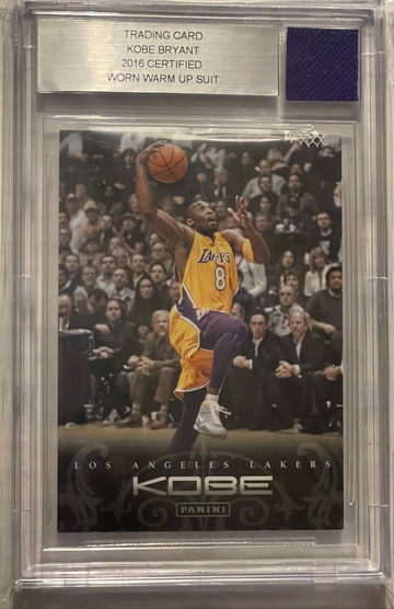 2016 Panini Kobe Bryant Game Worn Warm-up Suit patch!