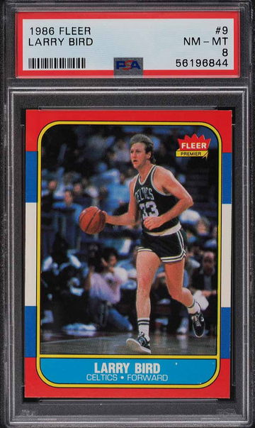 1986 FLEER BASKETBALL LARRY BIRD #9 PSA 8 NM-MT