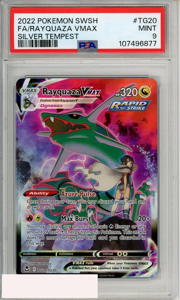 2022 POKEMON SWSH SILVER TEMPEST FA RAYQUAZA VMAX #TG20 PSA 9 MINT