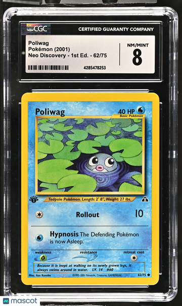 2001 Pokémon Neo Discovery - 1st Ed. Poliwag CGC 8 #62/75