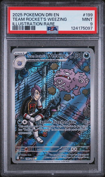 2025 Pokemon Scarlet and Violet Destined Rivals Illustration Rare Team Rocket's Weezing #199 PSA 9