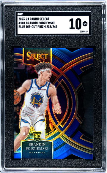 2023 Select #104 Brandin Podziemski Blue Die-Cut Prizm /249 SGC 10