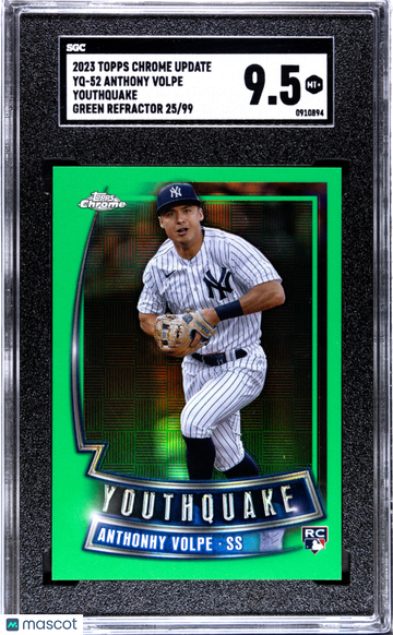 2023 Topps Chrome Update Anthony Volpe #YQ-52 Youthquake Green Refractor SGC 9.5