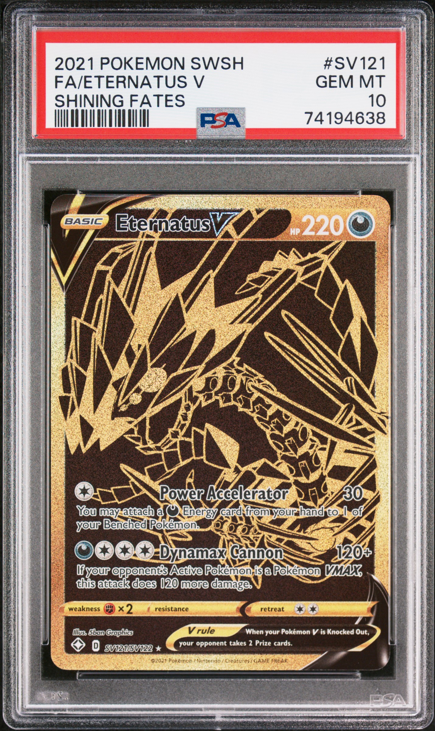 Eternatus V 2021 Pokemon Sword & Shield Shining Fates FA #SV121 PSA 10