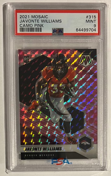 2021 Mosaic Javonte Williams Broncos Rookie Camo Pink PSA 9