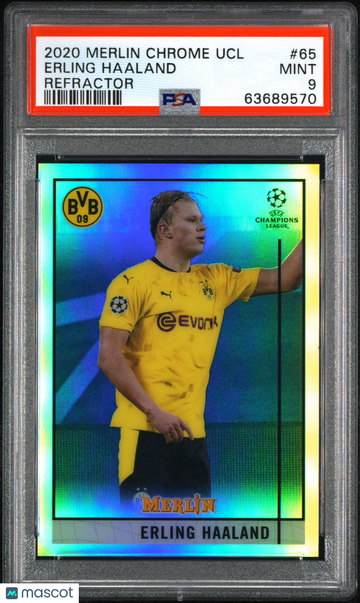 2020 Topps Merlin Chrome UEFA Champions League Erling Haaland #65 Refractor PSA 9